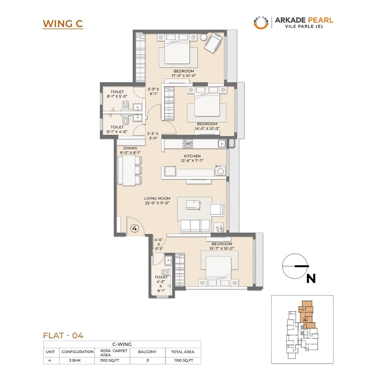 Arkade-Pearl-Floor-Plan-Wing-C-3-BHK-1100-Sqft